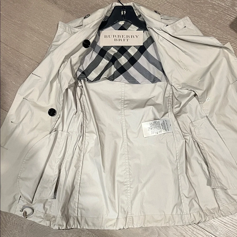 Burberry Brit Cream Double-Breasted Trench Coat with Belt - Picture 7 of 9